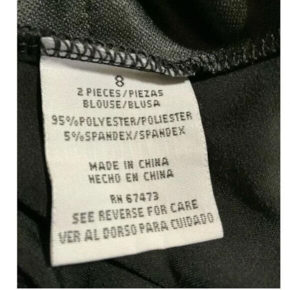 Julian Taylor New York Layered Shirt Women's Size 8 Short Sleeve V-Neck Black - Picture 8 of 8